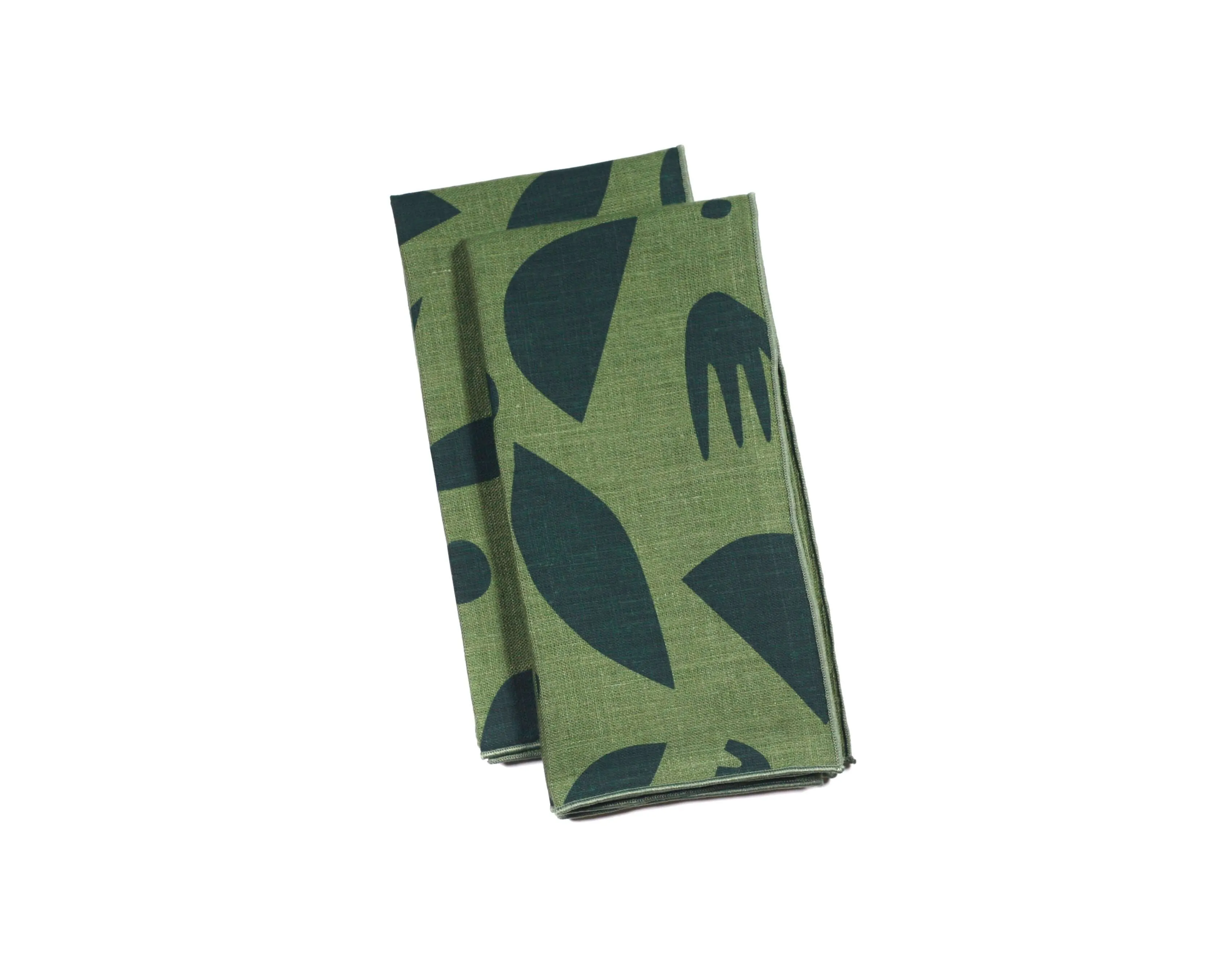 100% Linen Handmade 'Decon Floral' Dinner Napkins, Set of 2 by Willow Ship