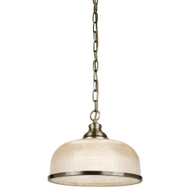 Bistro II 1 Light Brass Pendant - Holophane Glass Shade