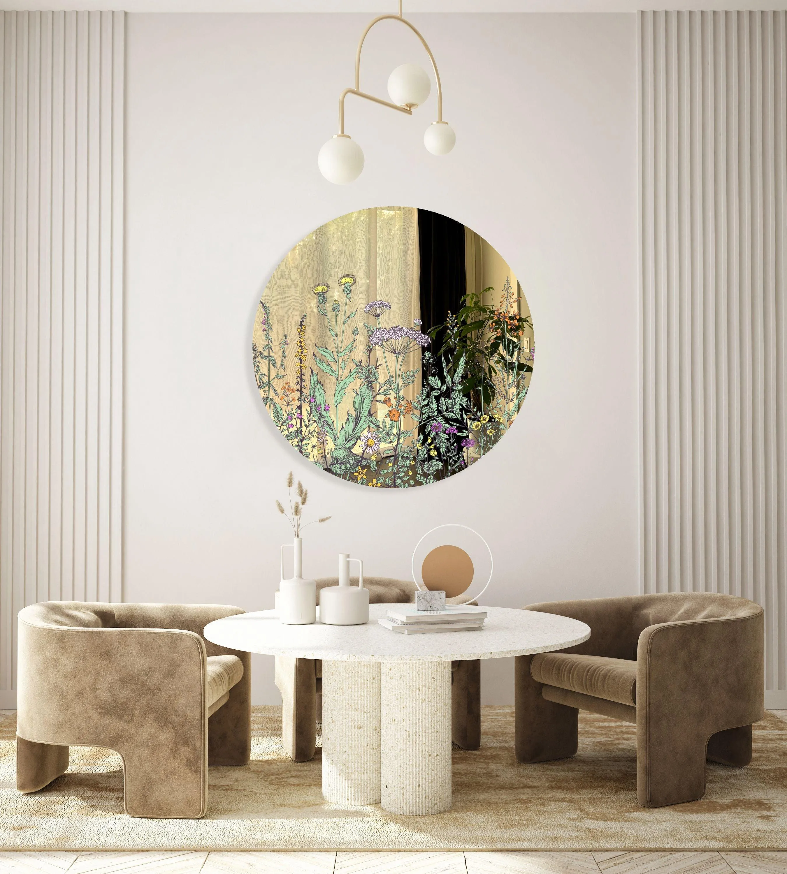 Field of Prairie Flowers Printed Mirror Acrylic Circles