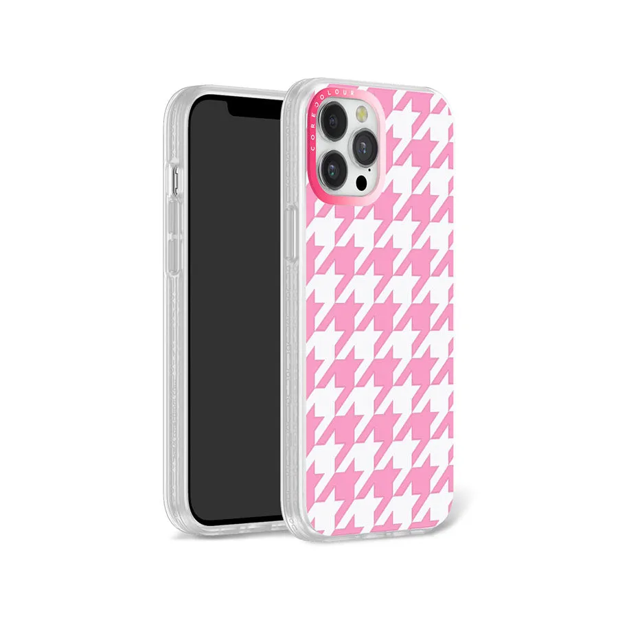 iPhone 12 Pro Max Pink Houndstooth Phone Case Magsafe Compatible