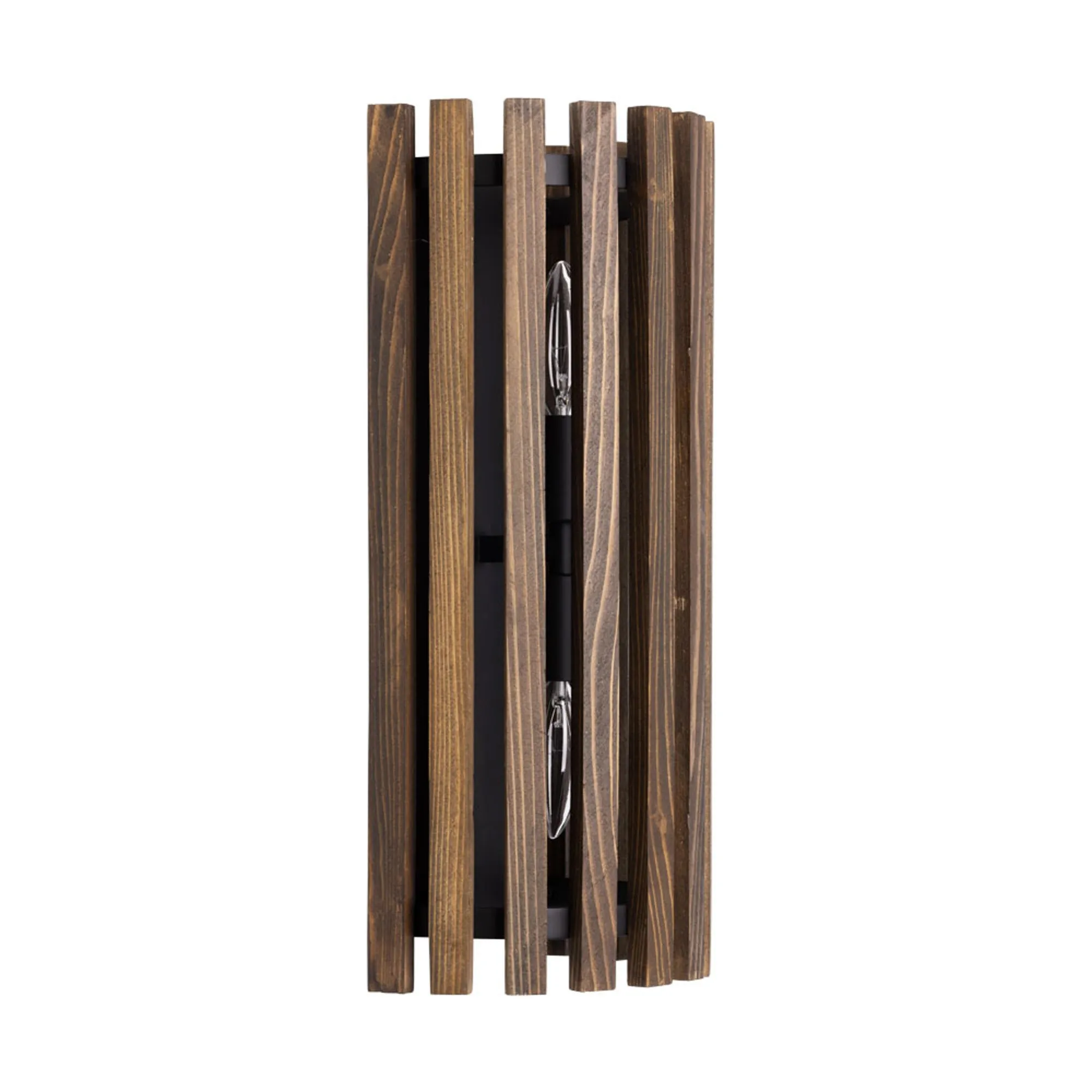 Suratto 387W02MBW 2-Light Wall Sconce - Matte Black/Medium Walnut